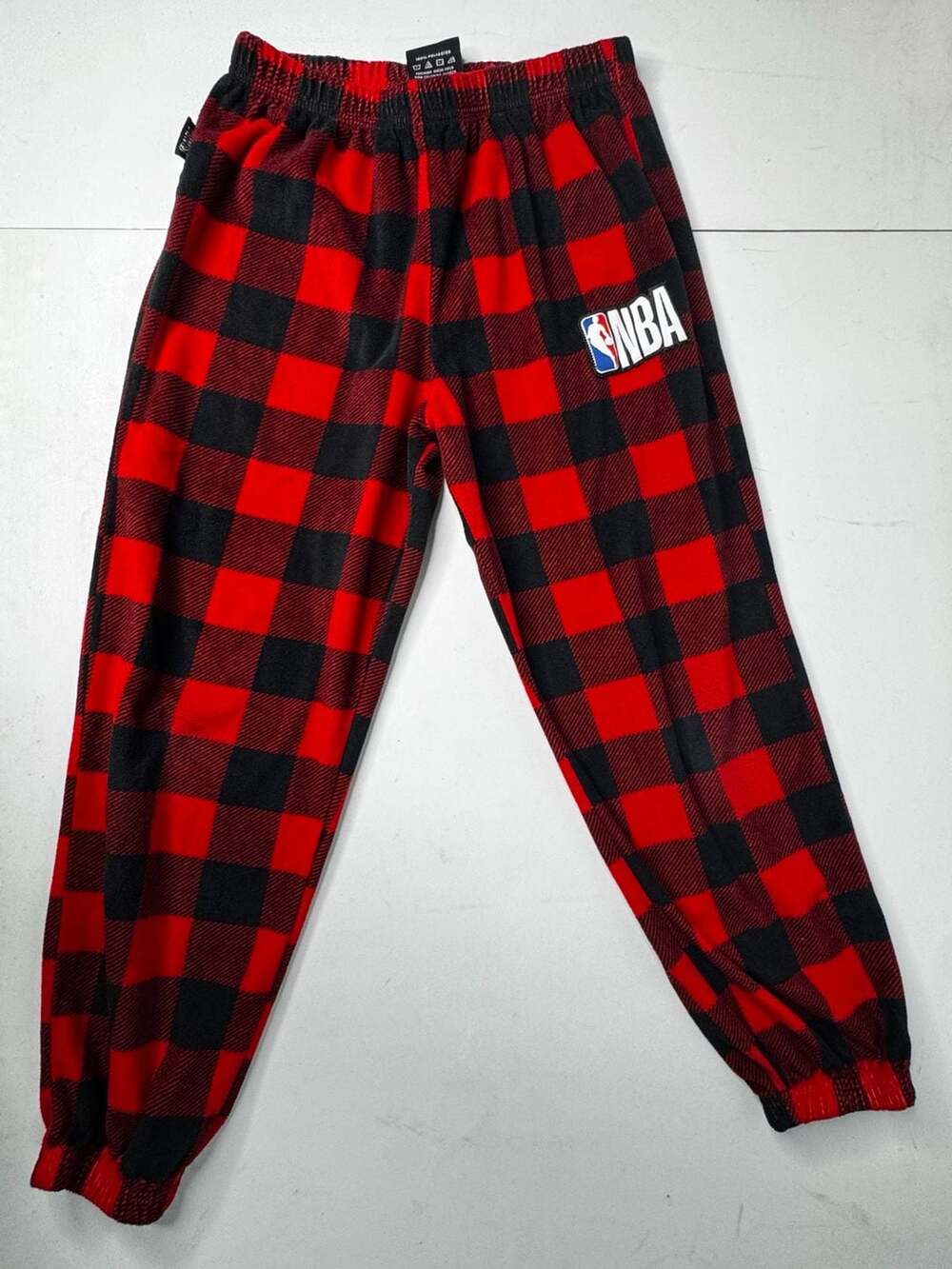 NBA Fleece Pajama Pants Size S(8) Red Black Buffalo Plaid